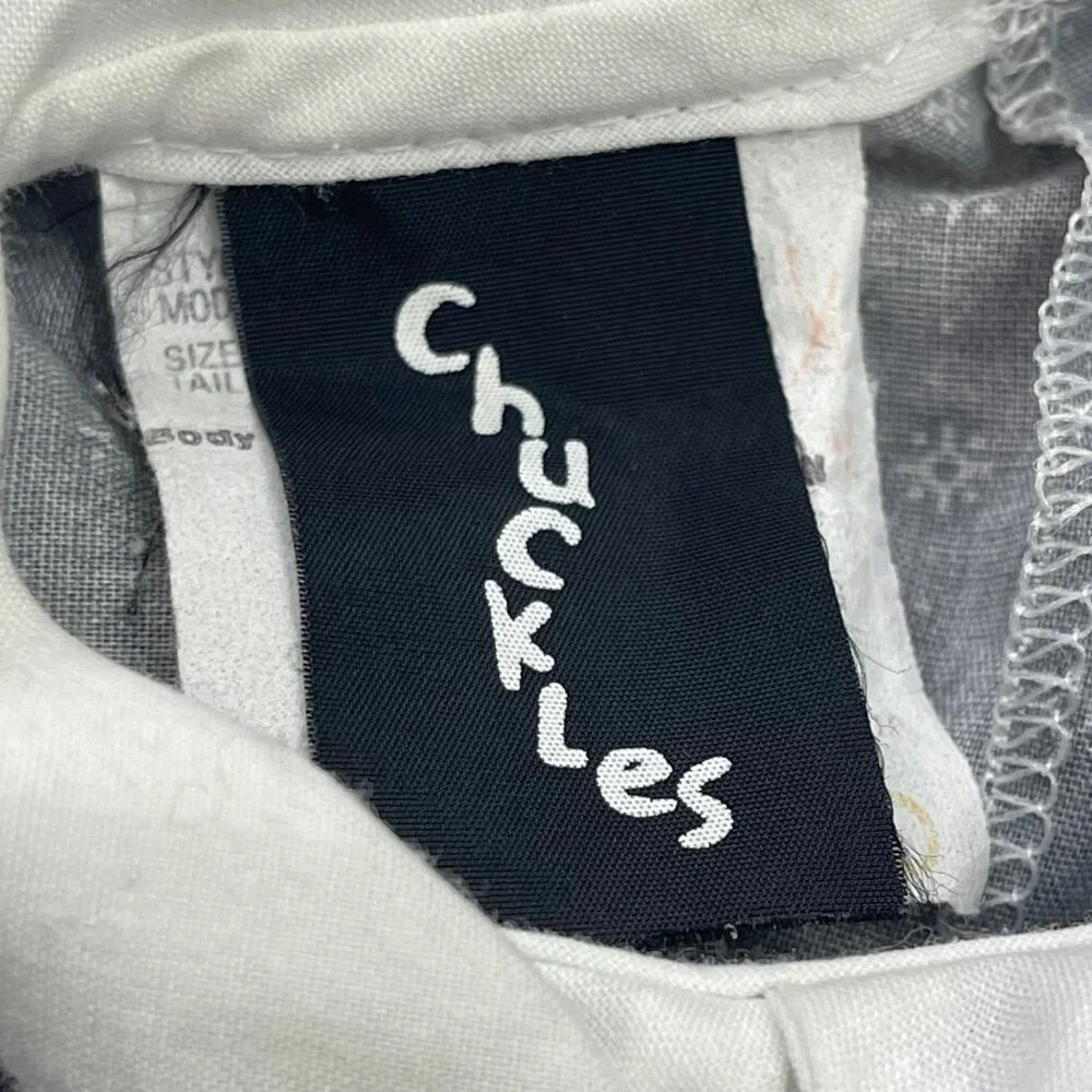 Vintage Chuckles Long Sleeve Dress Little Girls 2 White Collar‎ Bib Detail 80s